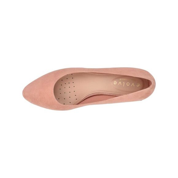 EVOLVE Womens Pink Comfort Robin Almond Toe Block Heel Slip On Leather Pumps 9 M - Picture 4 of 4